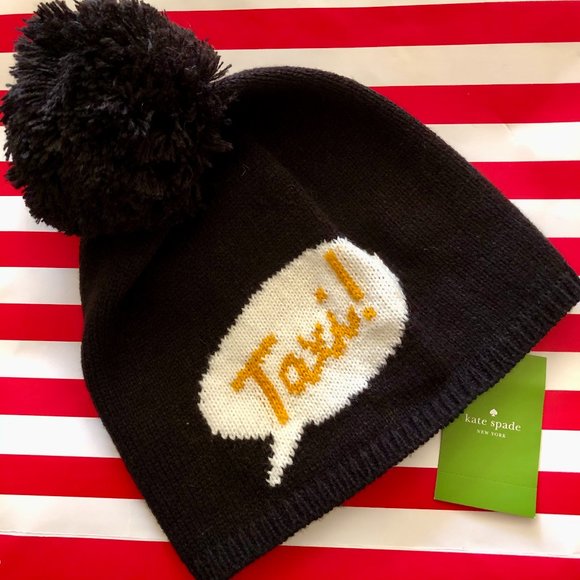 Kate Spade Accessories - Kate Spade Black NWT "Taxi !" Beanie